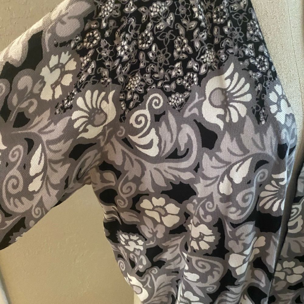 Isaac Mizrahi Live open front cardigan Sz L floral print - Picture 3 of 5